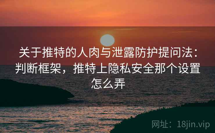 关于推特的人肉与泄露防护提问法：判断框架，推特上隐私安全那个设置怎么弄