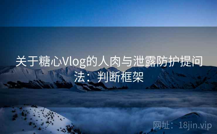 关于糖心Vlog的人肉与泄露防护提问法：判断框架